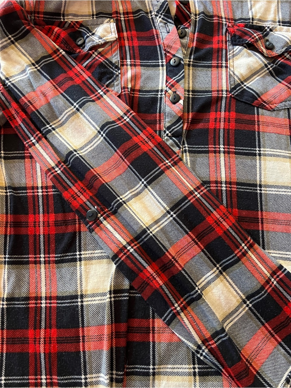 Love Potion Red, Black & White Pullover Plaid Button Shirt